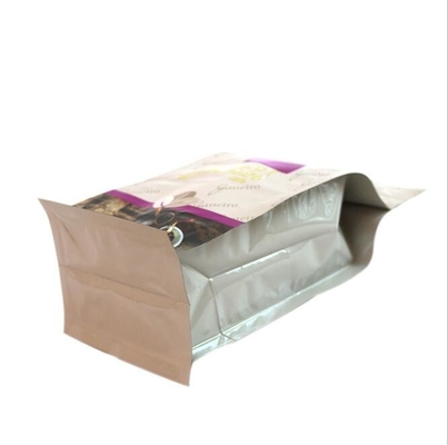 PLA +PBAT Stand Up Gusseted Pouch , Laminated Kraft Paper Bags 200microns