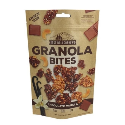 Snack Packaging Kraft Paper Pouch Zip Lock Gravnre Printing 180 Micron With Hand Hole